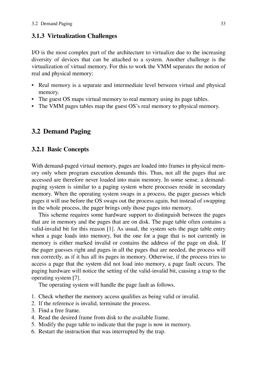 3.1.3 Virtualization Challenges
3.2 Demand Paging
3.2.1 Basic Concepts