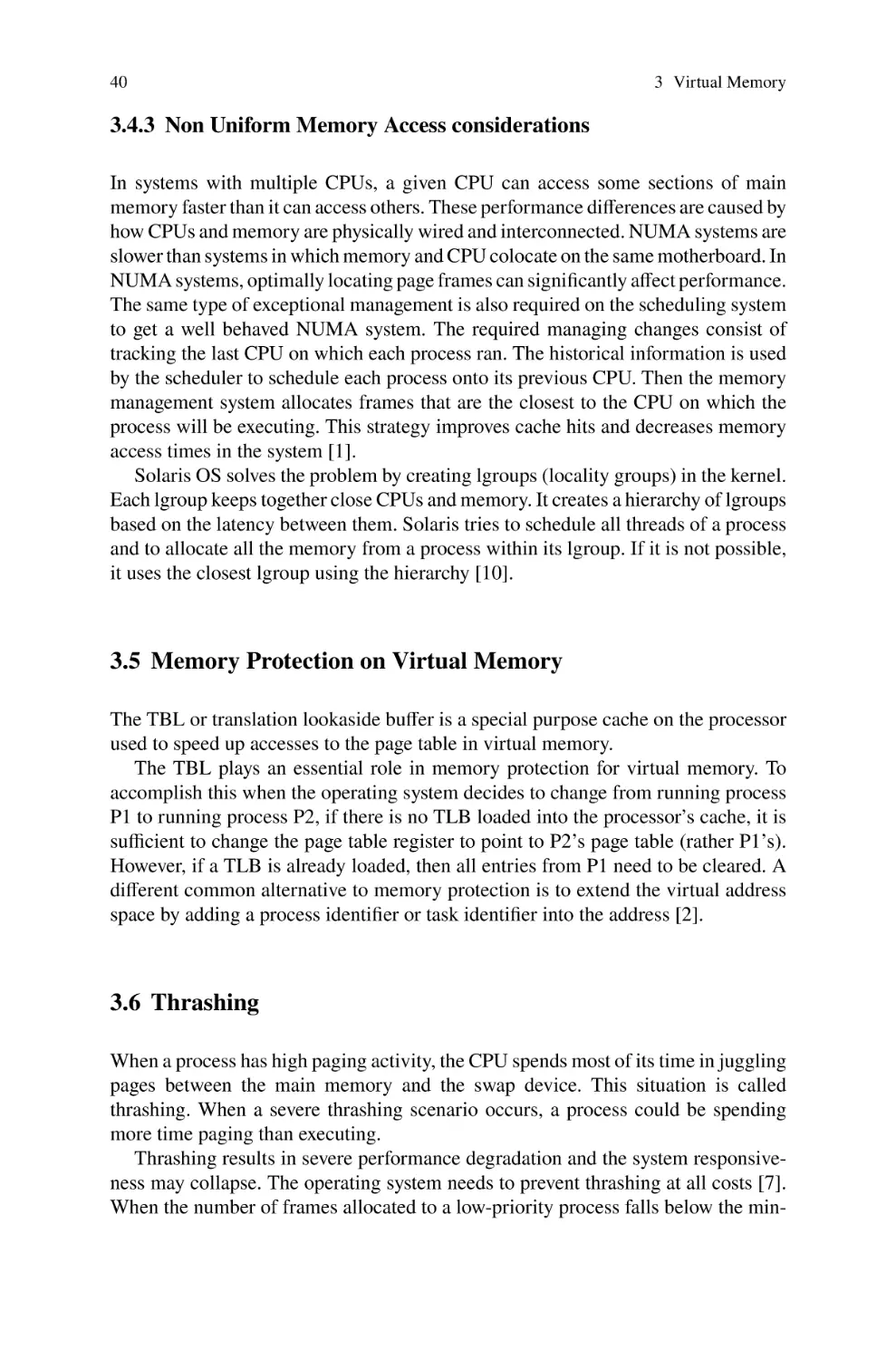 3.4.3 Non Uniform Memory Access considerations
3.5 Memory Protection on Virtual Memory
3.6 Thrashing