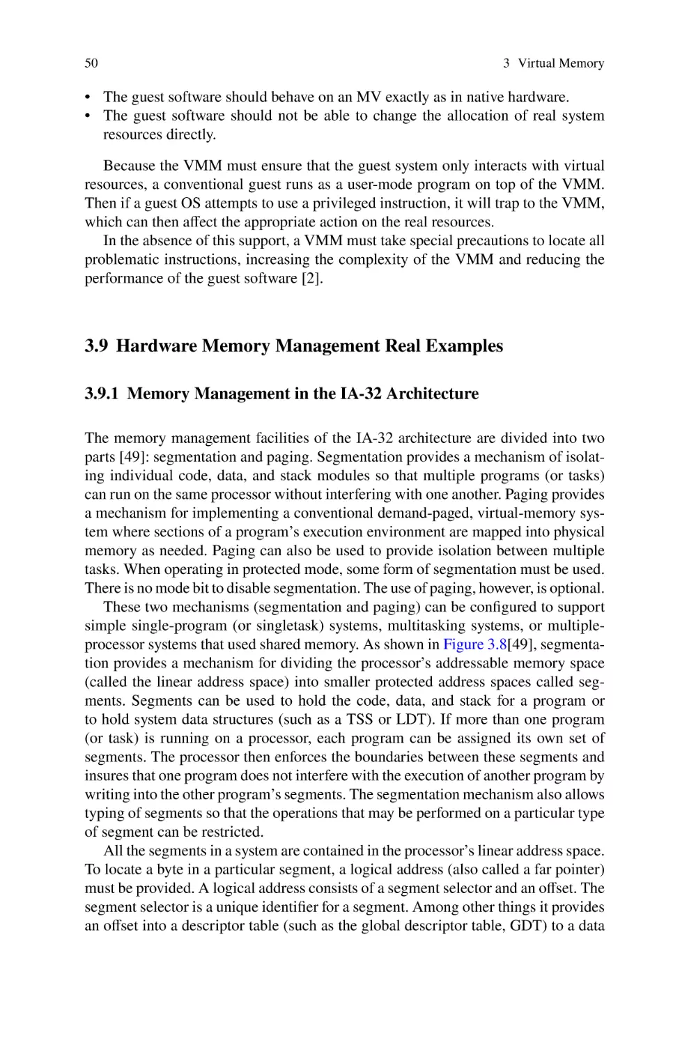 3.9 Hardware Memory Management Real Examples
3.9.1 Memory Management in the IA-32 Architecture