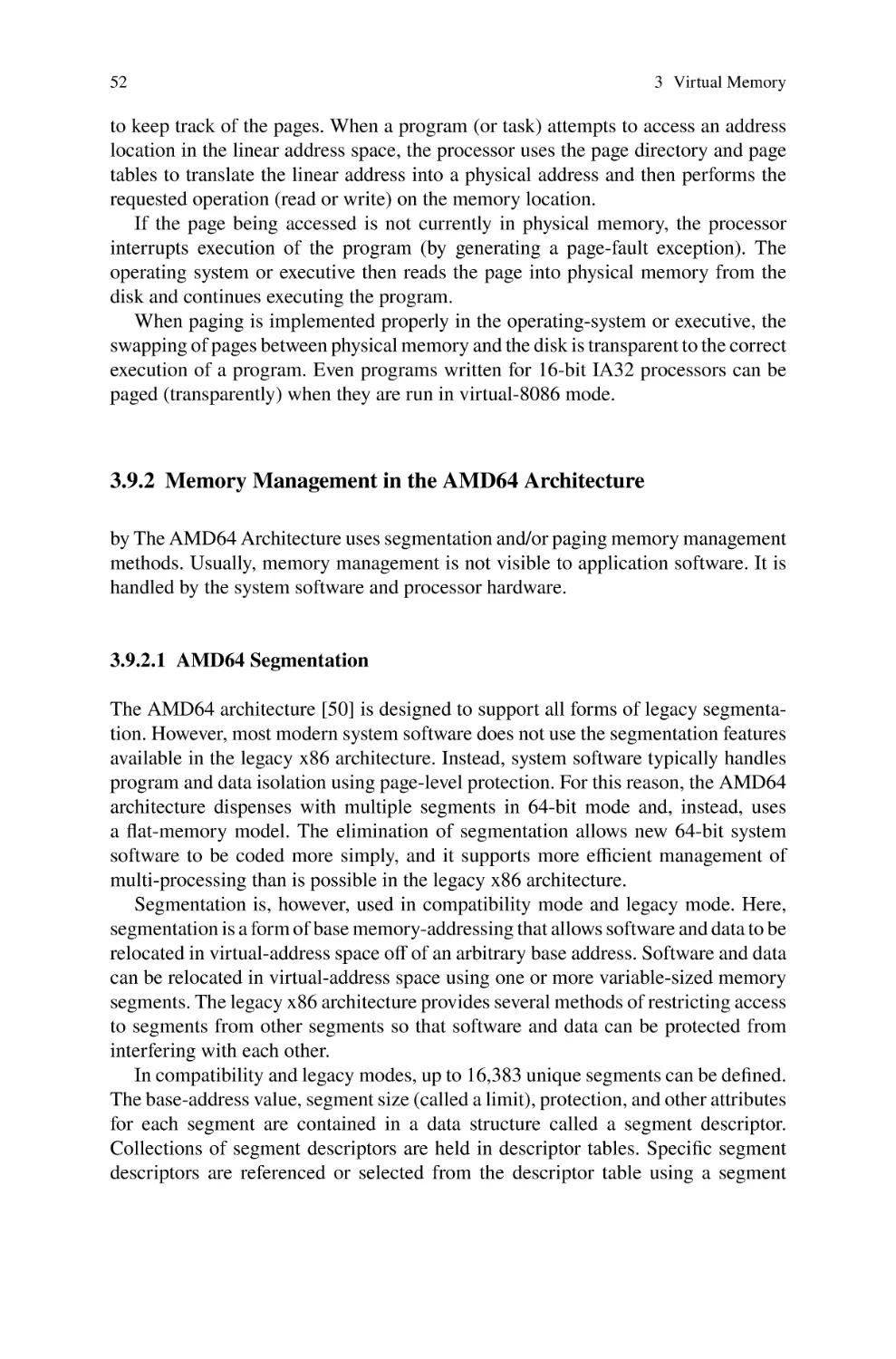 3.9.2 Memory Management in the AMD64 Architecture