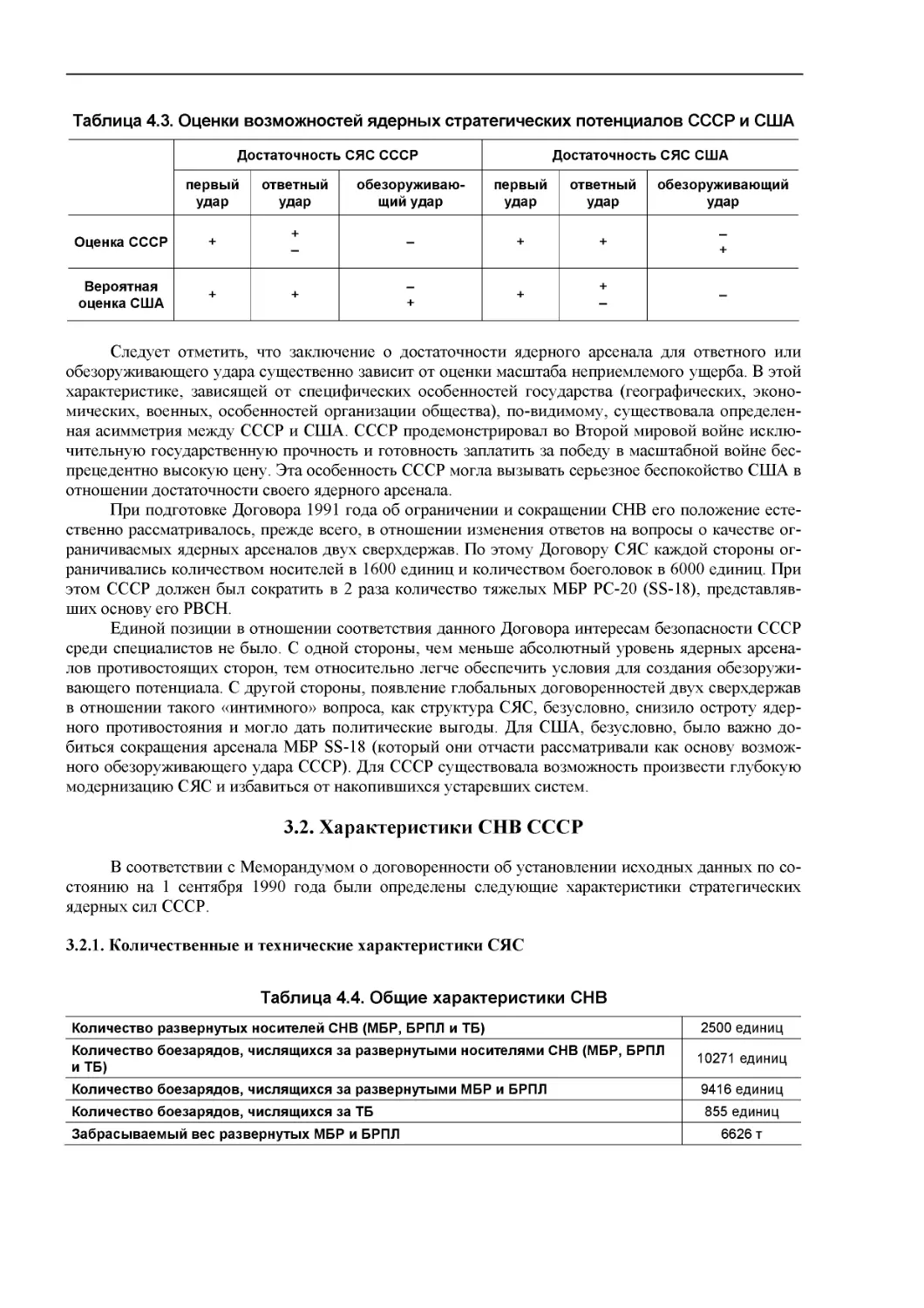 3.2. Характеристики СНВ СССР
3.2.1. Количественные и технические характеристики СЯС