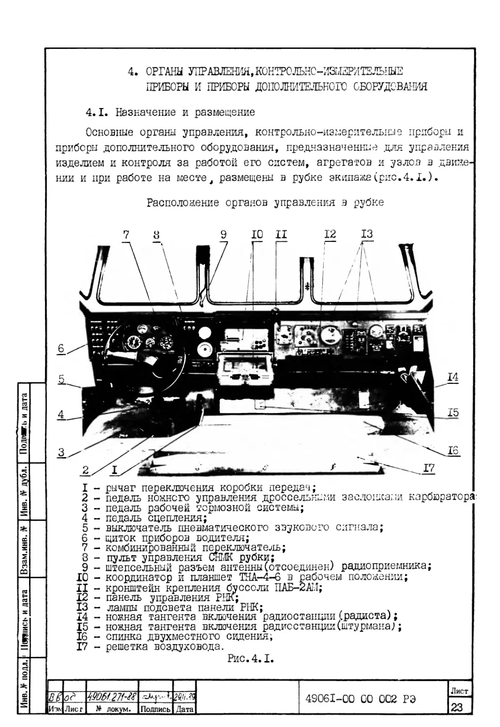 4. Органы управления, контрольно-измерительные приборы и приборы дополнительного оборудования