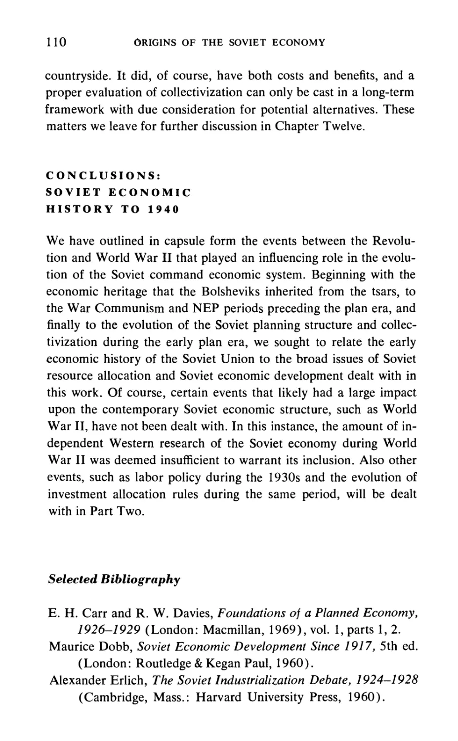 The Immediate Impact of Collectivization 108 Conclusions: Soviet Economic History to 1940