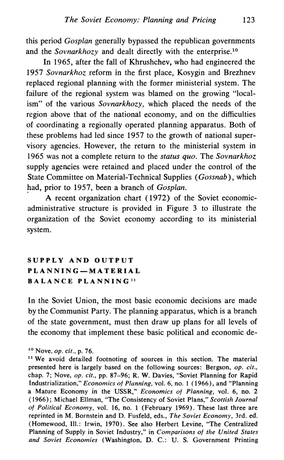 Political Institutions and Control of the Economy 116 Supply and Output Planning—Material Balance Planning