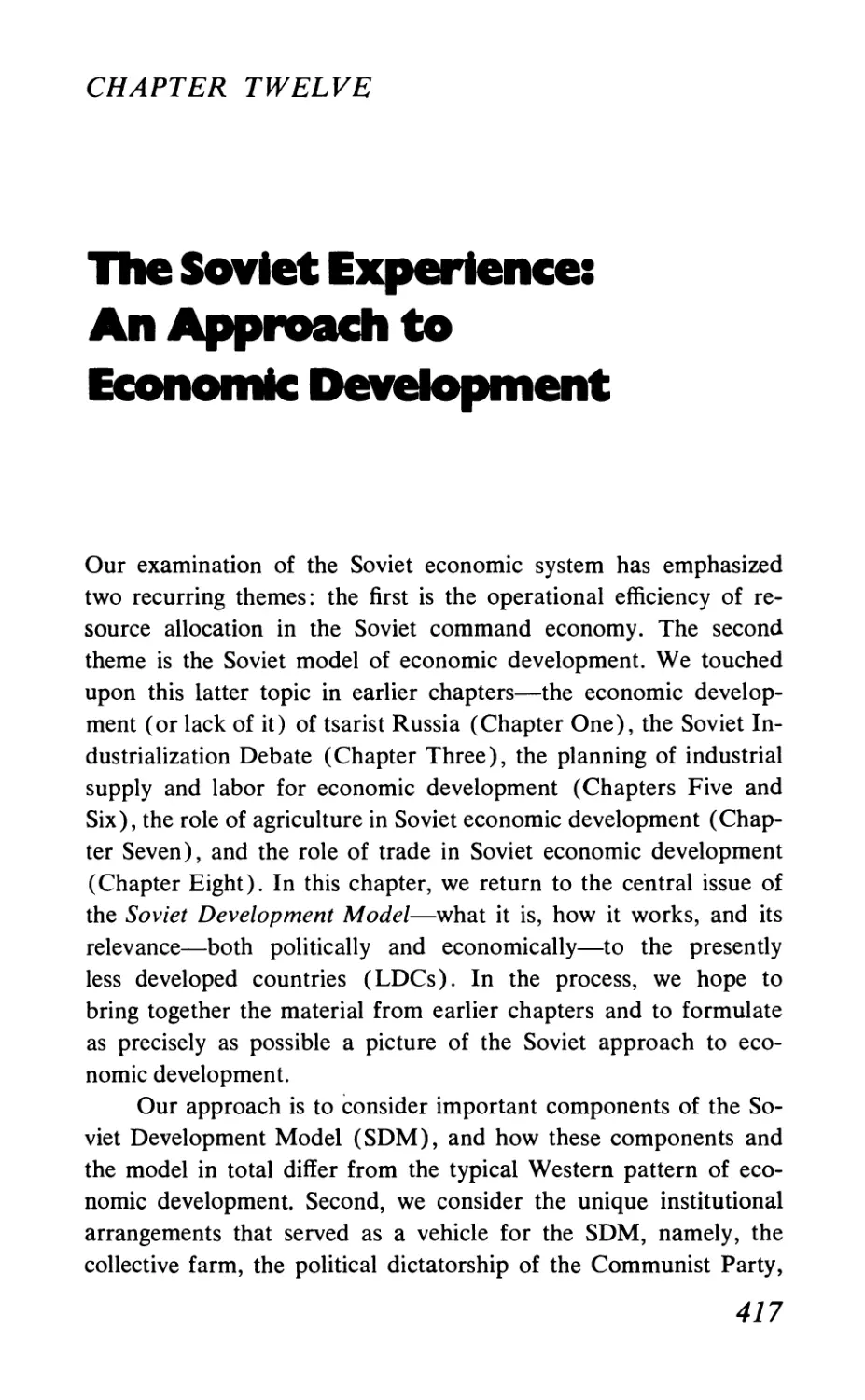 Chapter Twelve the soviet experience: an approach to economic development