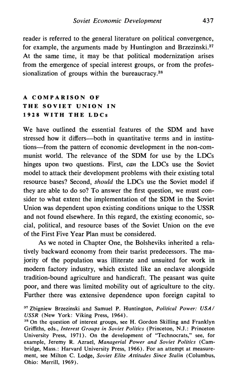 A Comparison of the Soviet Union in 1928 with the LDCs