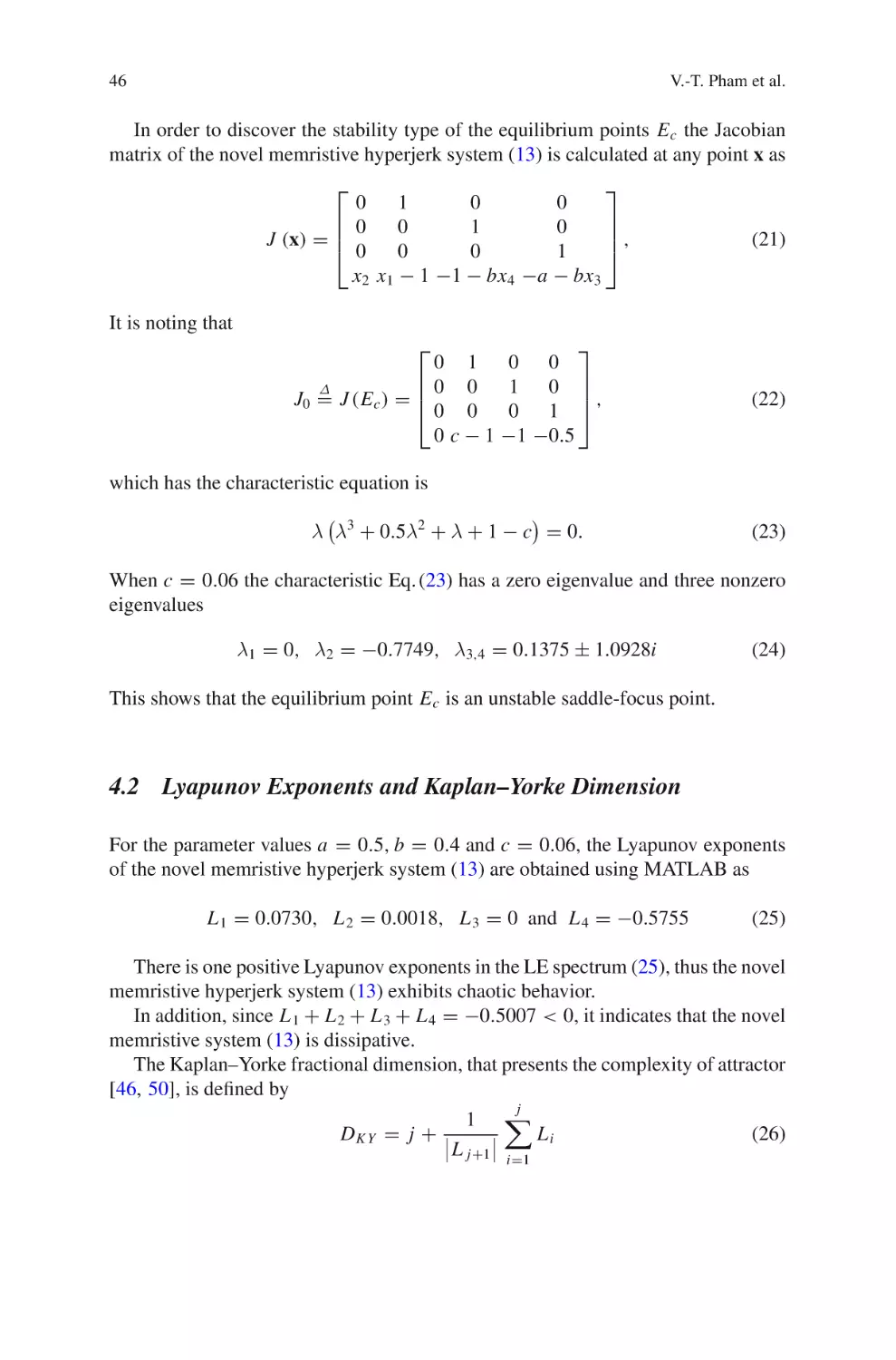 4.2 Lyapunov Exponents and Kaplan--Yorke Dimension