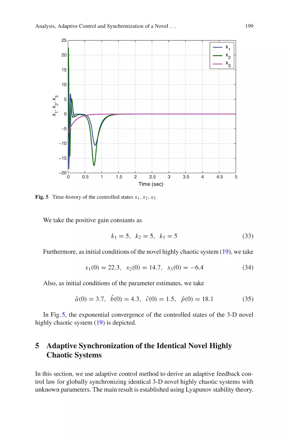 5 Adaptive Synchronization of the Identical Novel Highly Chaotic Systems