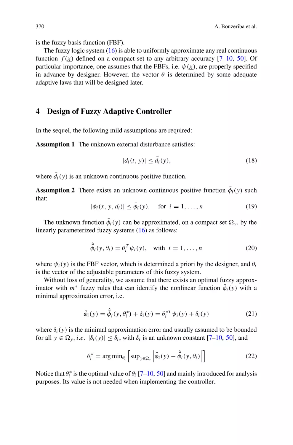 4 Design of Fuzzy Adaptive Controller