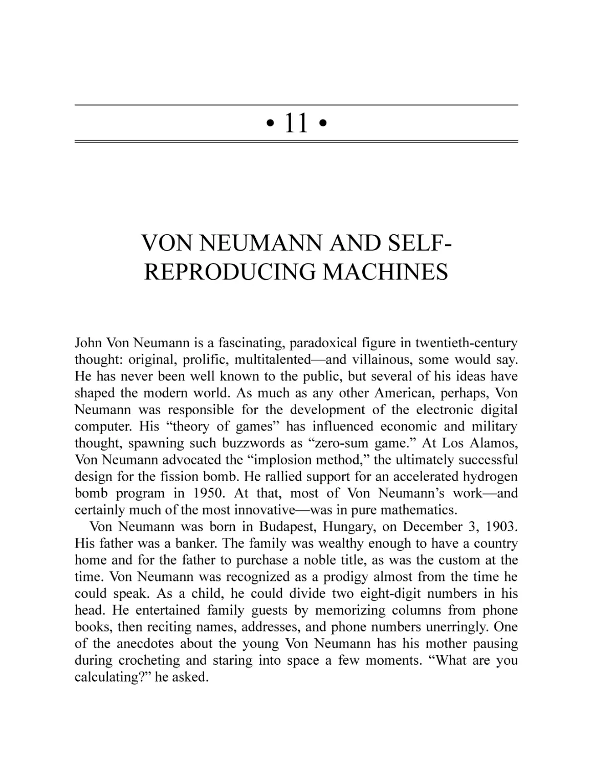 11 · Von Neumann and Self-Reproducing Machines