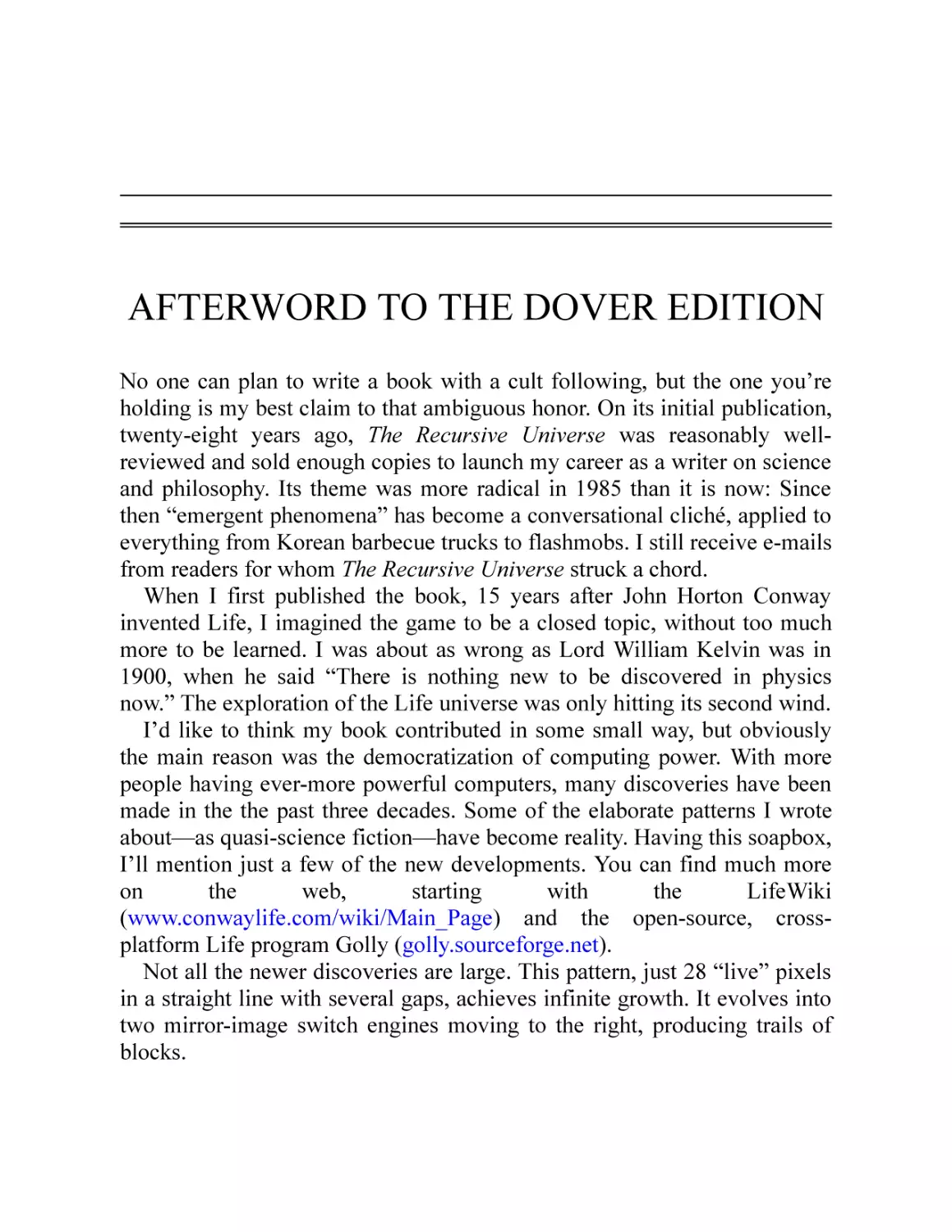 Afterword to the Dover Edition