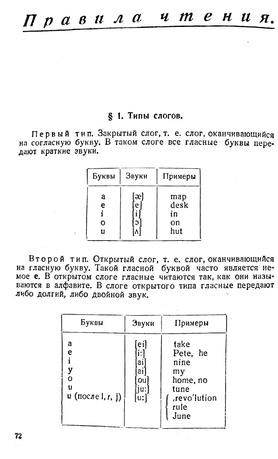 Правила чтения