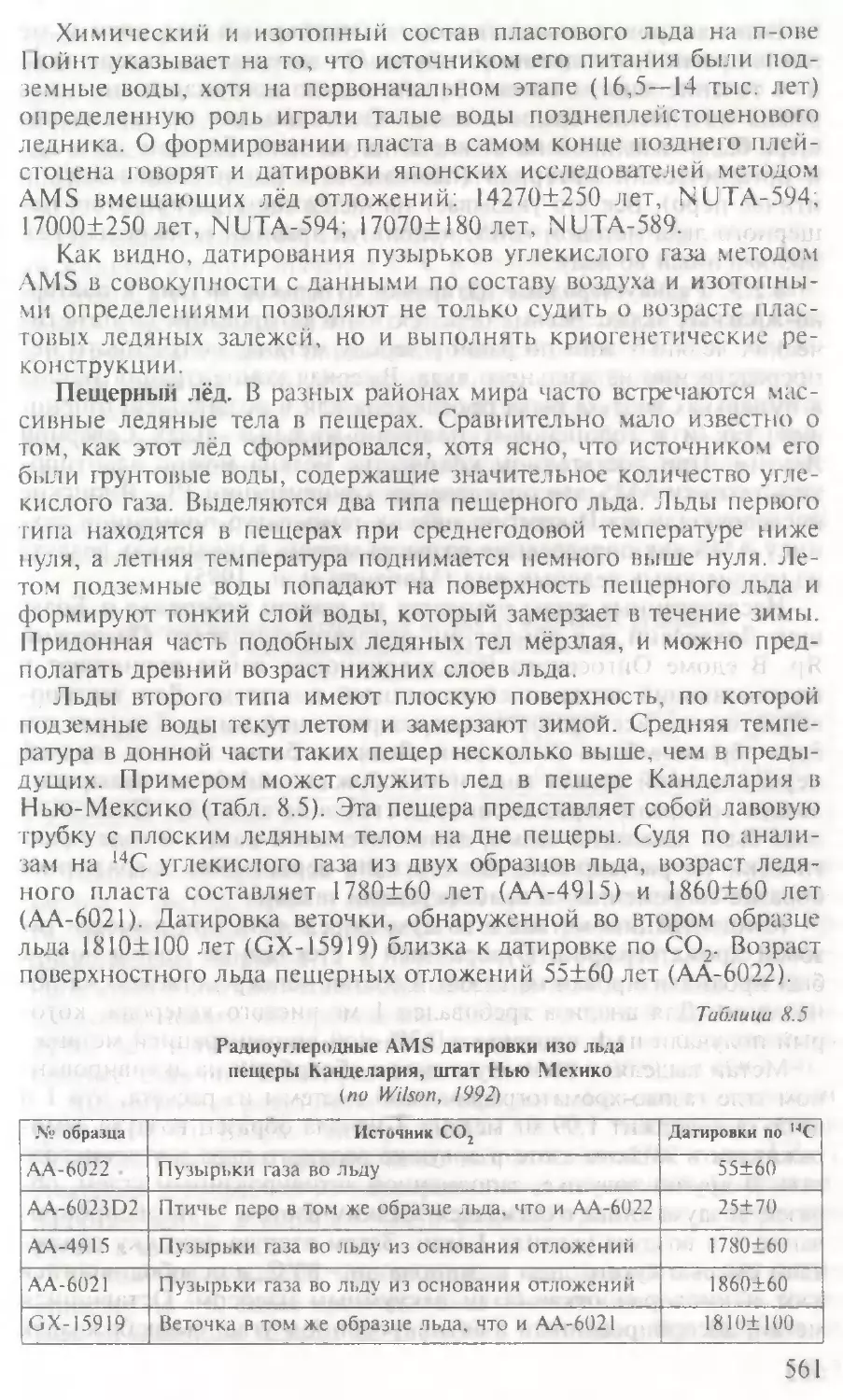 8.2.3. Радиоуглеродные датировки пузырьков метана в повторно-жильных льдах