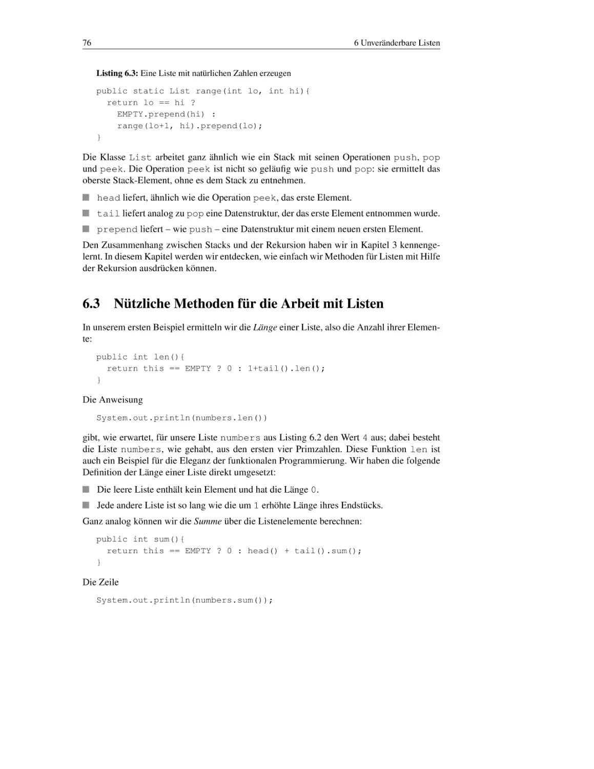 6.3 Nützliche Methoden für die Arbeit mit Listen