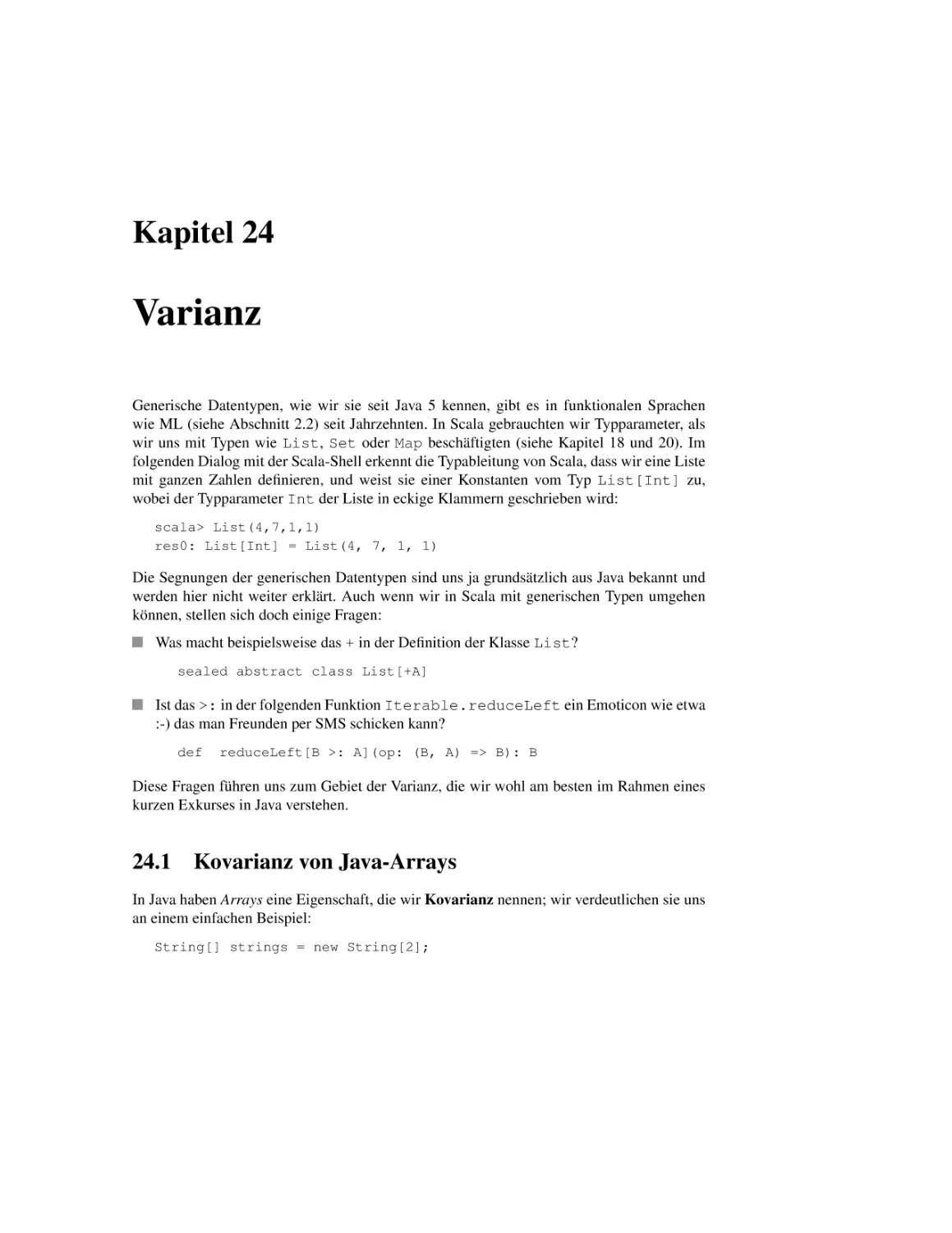 24 Varianz
24.1 Kovarianz von Java-Arrays