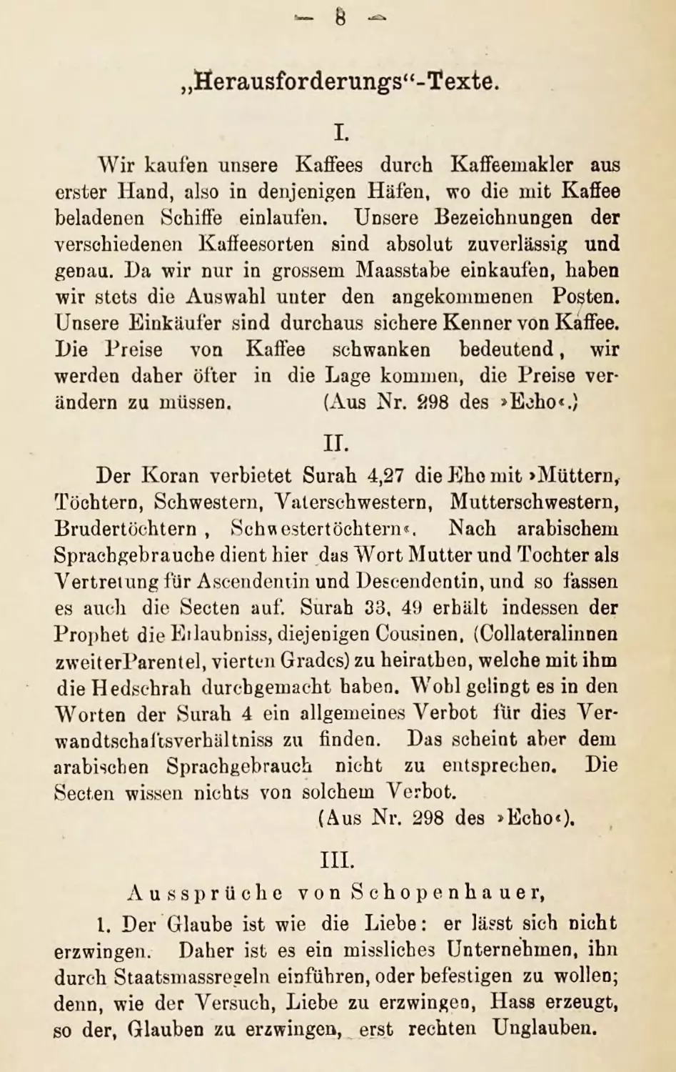 \
II
III. Aussprüche von Schopenhauer