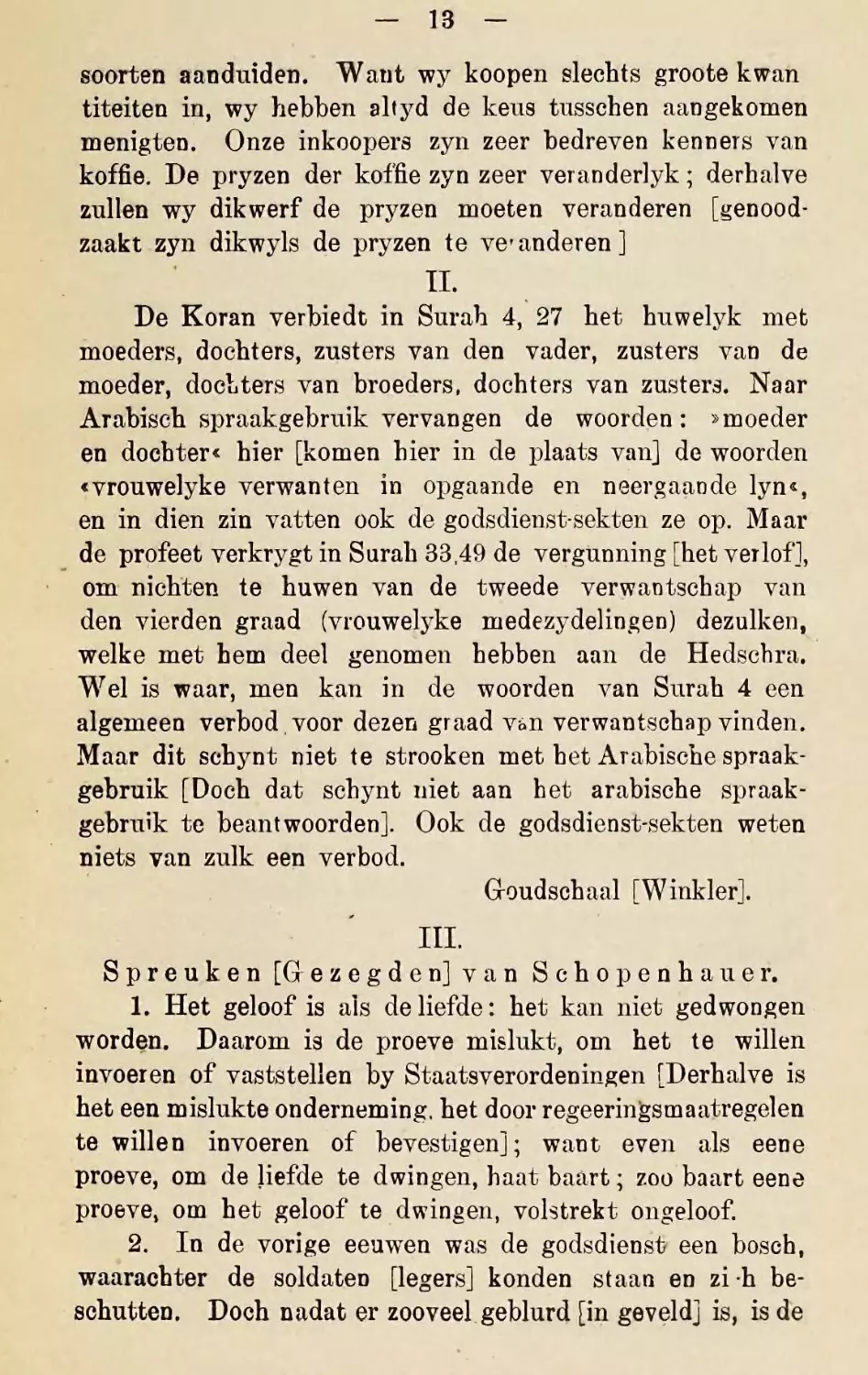 II
III. Spreuken [Gezegden] van Schopenhauer