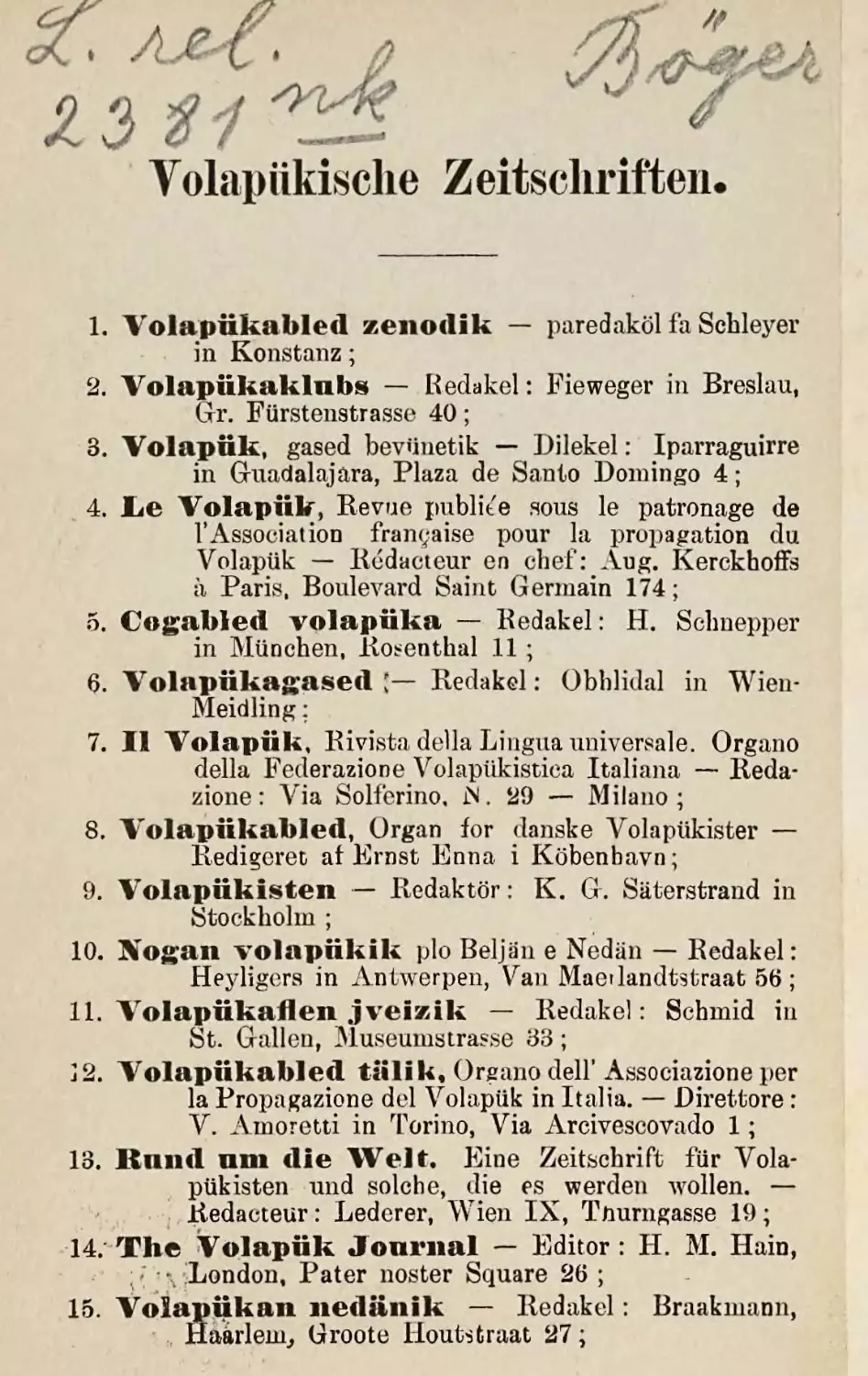 Volapükische Zeitschriften