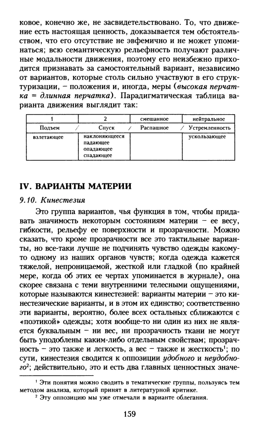 IV. Варианты материи