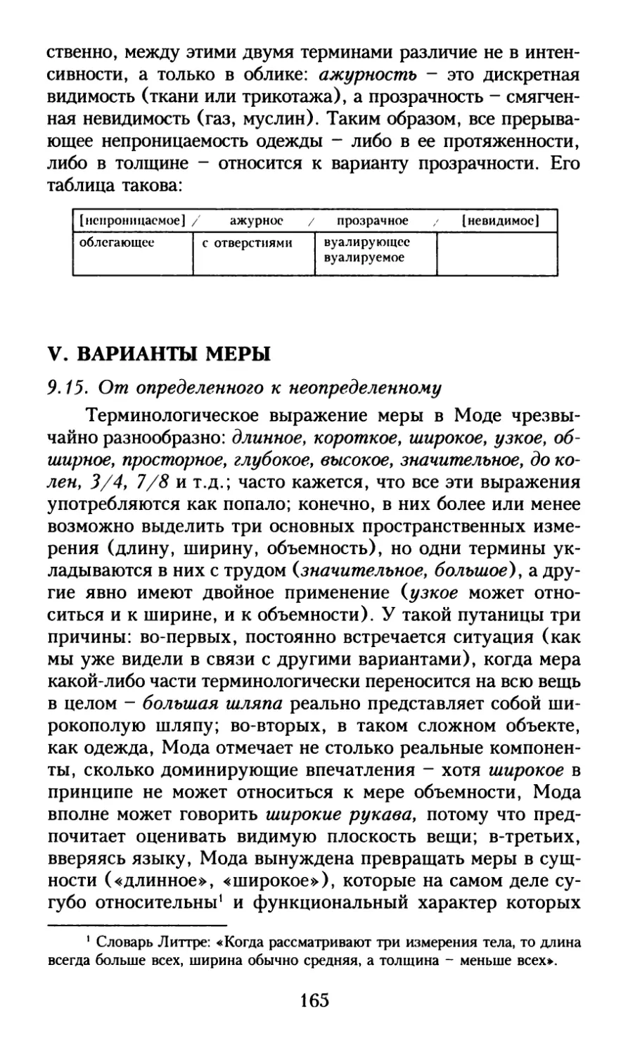 V. Варианты меры