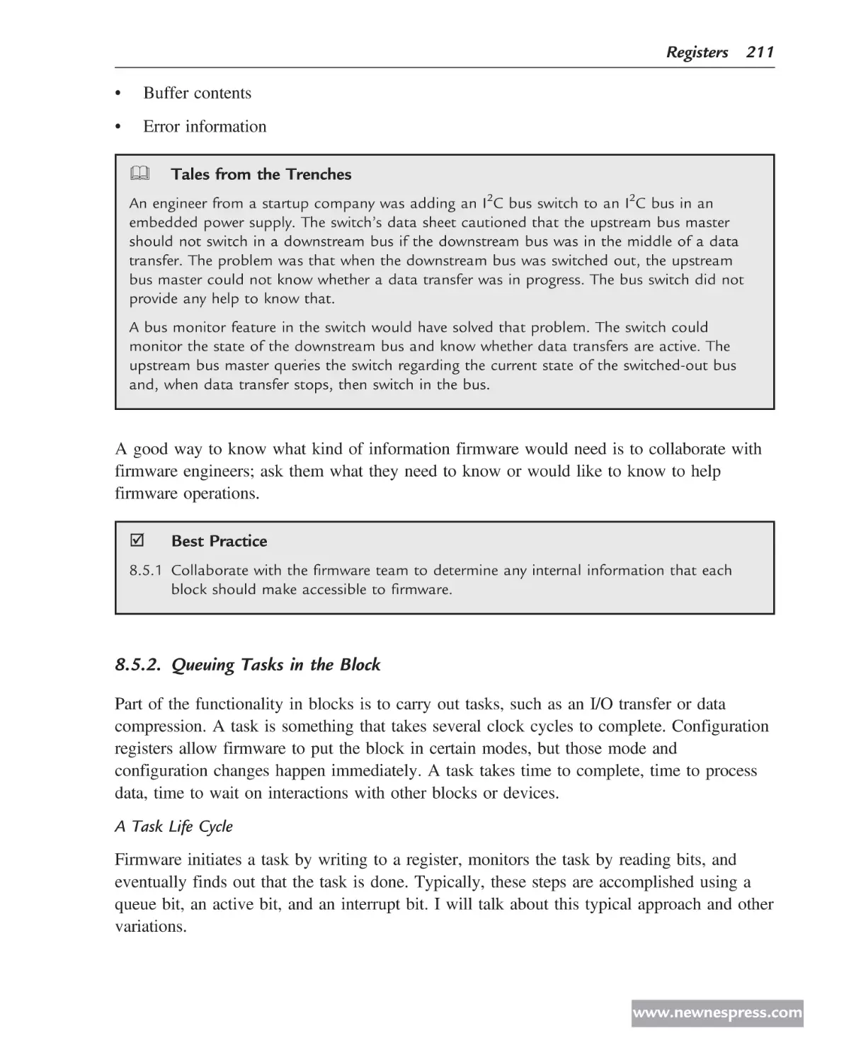 Queuing Tasks in the Block