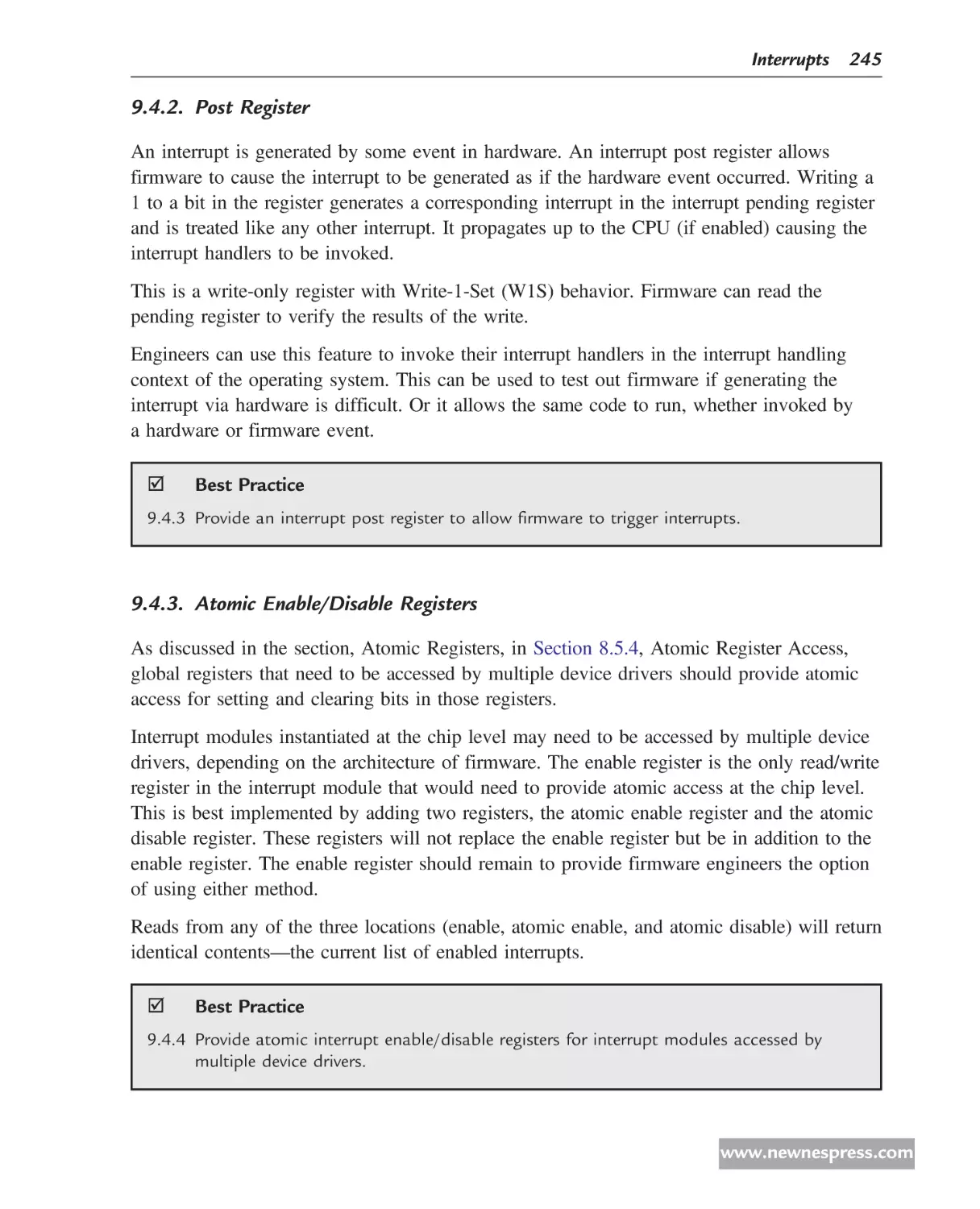 Post Register
Atomic Enable/Disable Registers