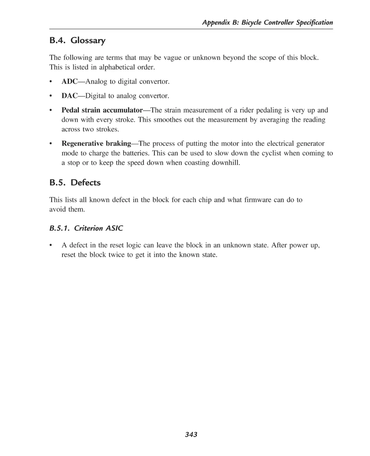 Glossary
Defects
Criterion ASIC