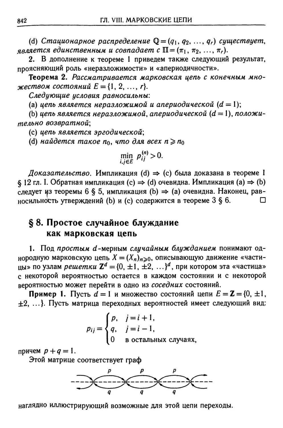 § 8. Простое случайное блуждание как марковская цепь