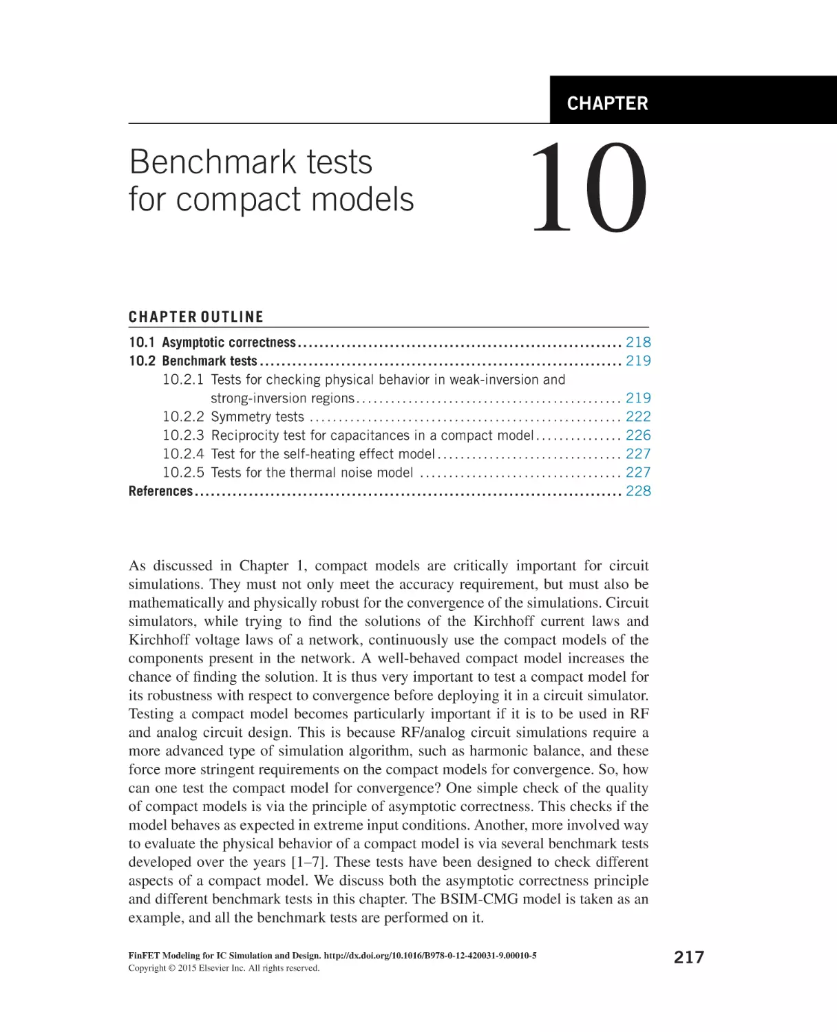 Benchmark tests for compact models