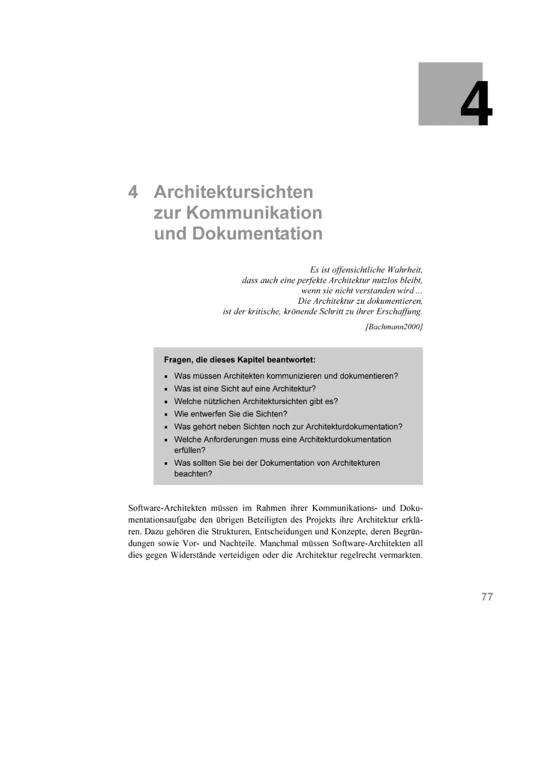 4 Architektursichtenzur Kommunikationund Dokumentation