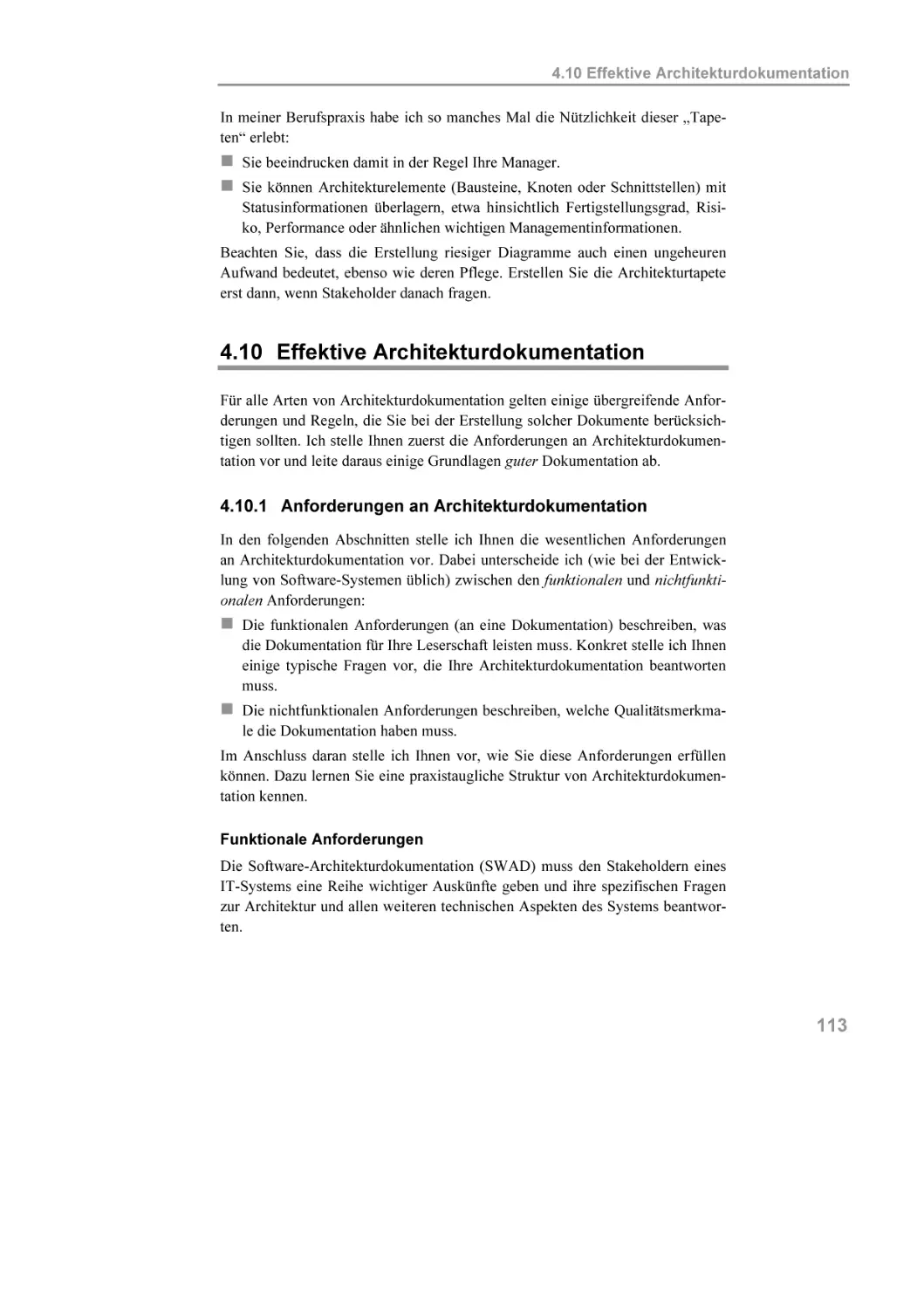 4.10 Effektive Architekturdokumentation
4.10.1 Anforderungen an Architekturdokumentation