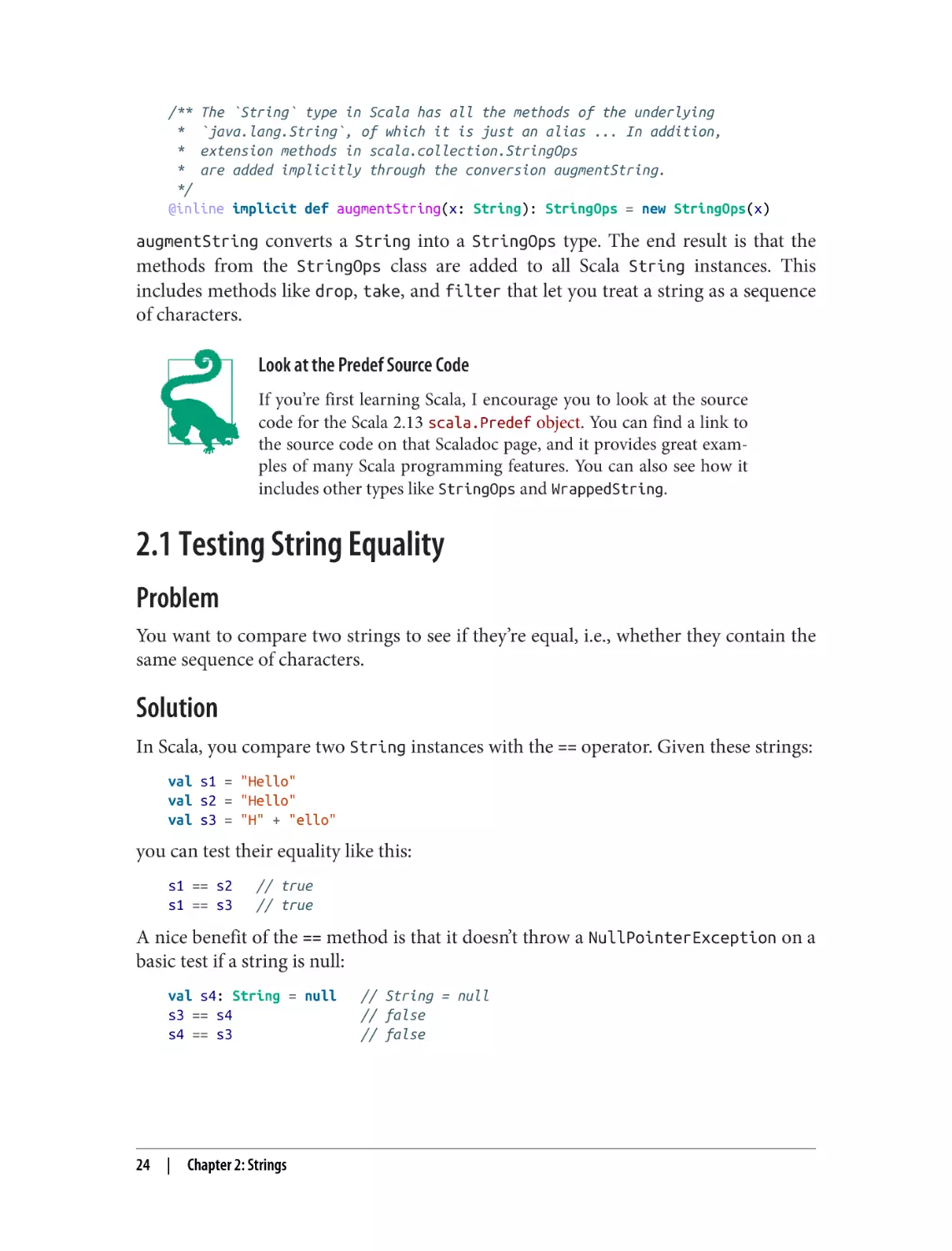 2.1 Testing String Equality
Problem
Solution