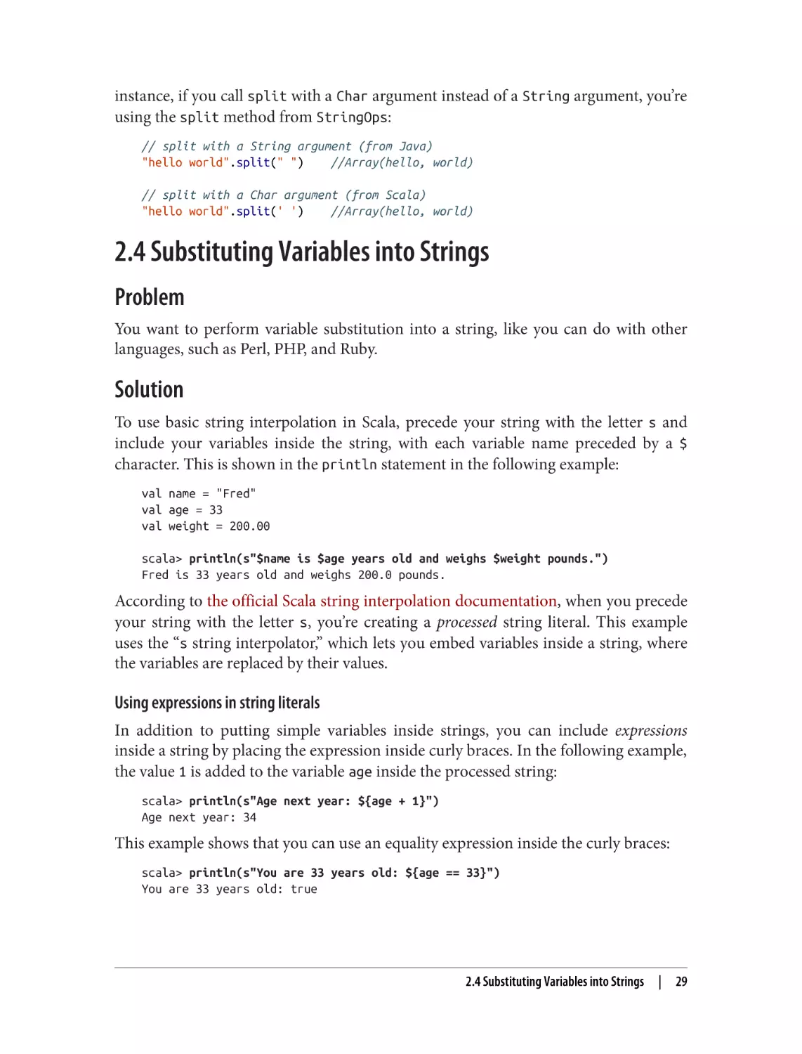 2.4 Substituting Variables into Strings
Problem
Solution