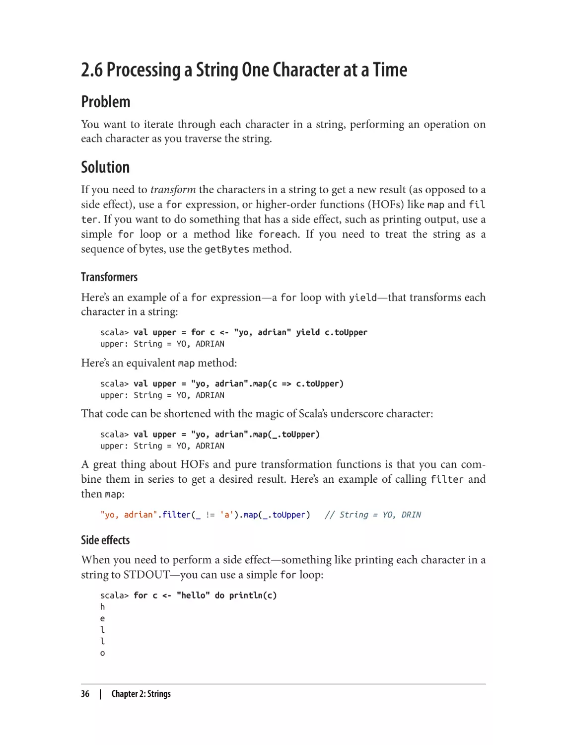 2.6 Processing a String One Character at a Time
Problem
Solution