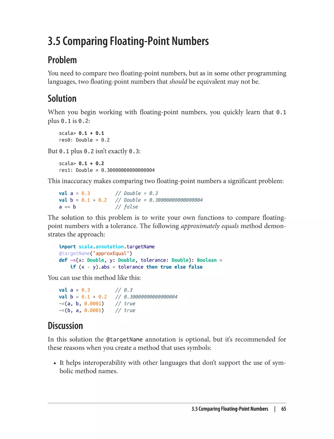 3.5 Comparing Floating-Point Numbers
Problem
Solution
Discussion