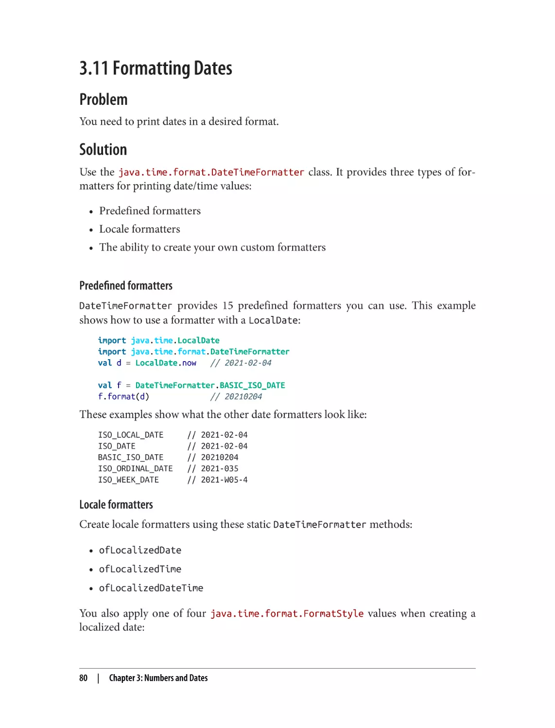 3.11 Formatting Dates
Problem
Solution