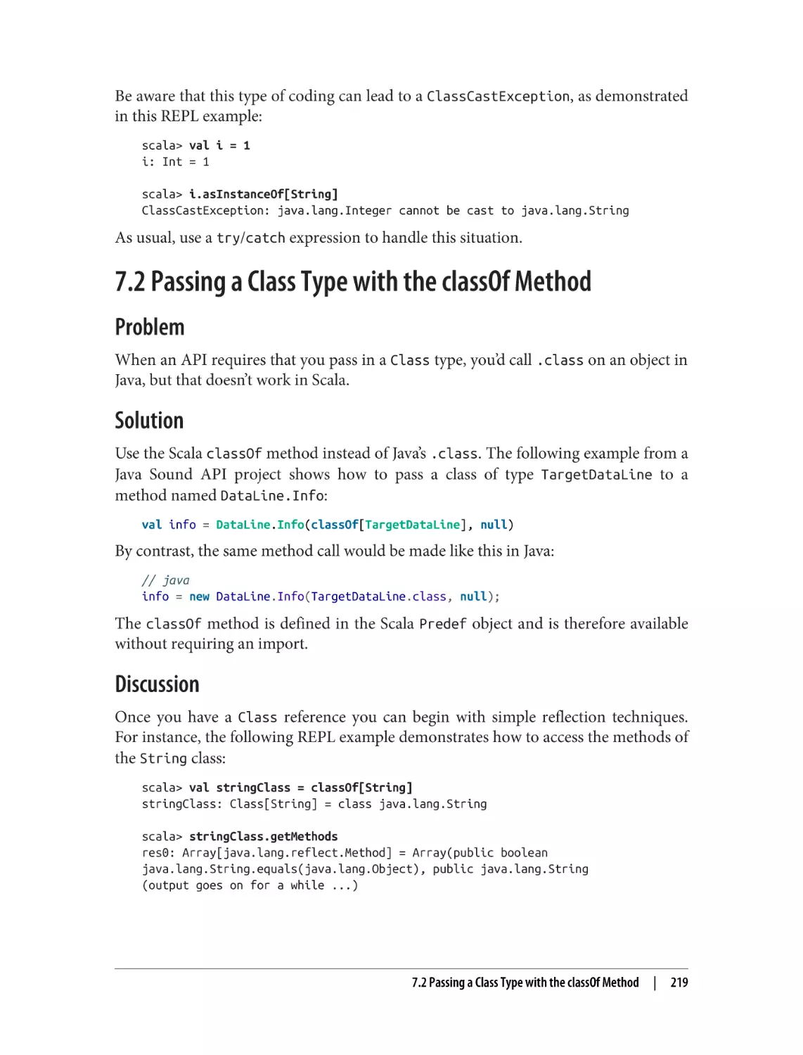 7.2 Passing a Class Type with the classOf Method
Problem
Solution
Discussion