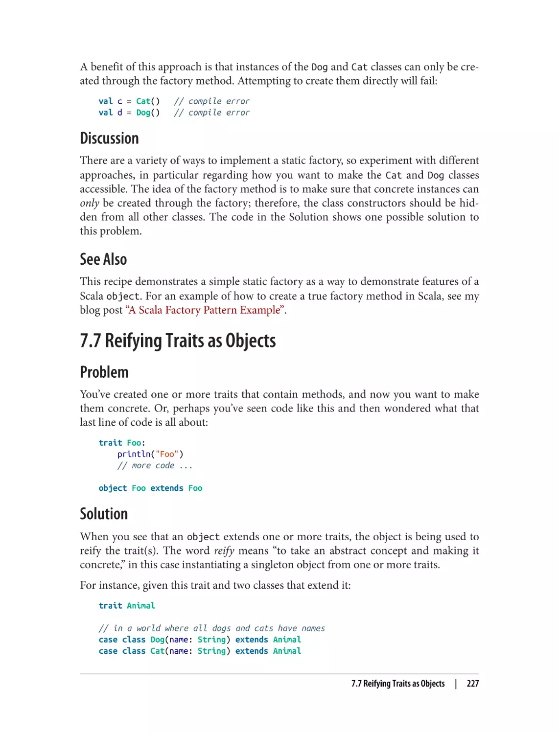 Discussion
See Also
7.7 Reifying Traits as Objects
Problem
Solution