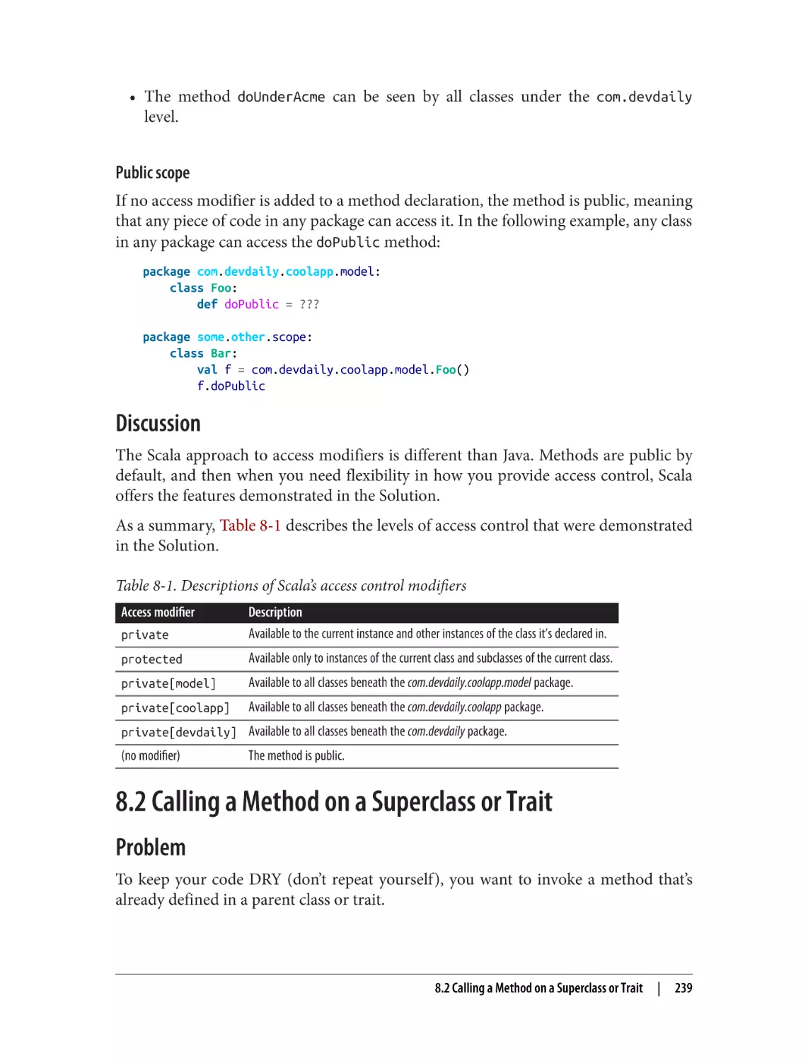 Discussion
8.2 Calling a Method on a Superclass or Trait
Problem