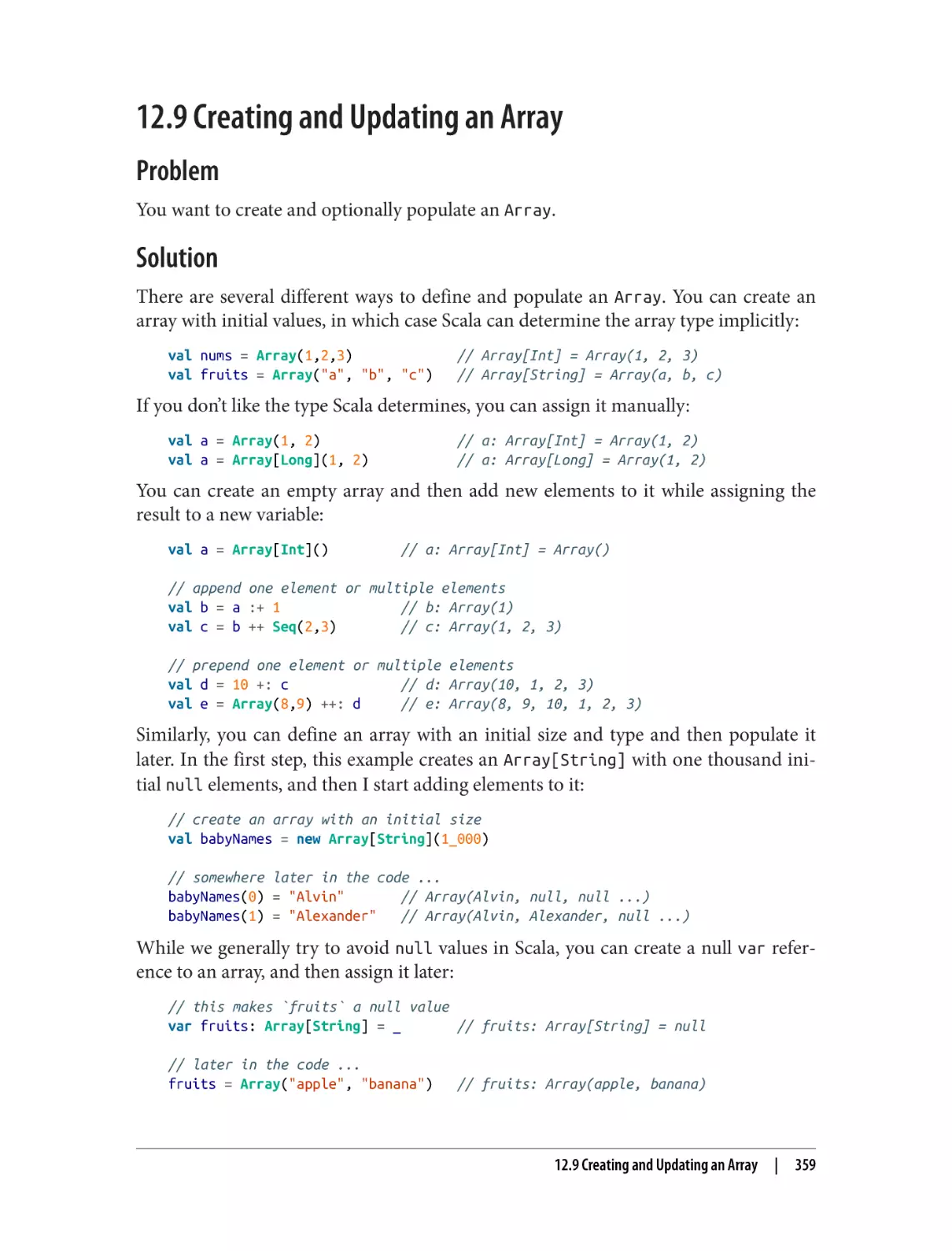 12.9 Creating and Updating an Array
Problem
Solution