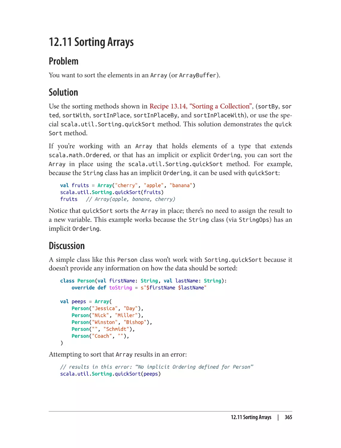 12.11 Sorting Arrays
Problem
Solution
Discussion