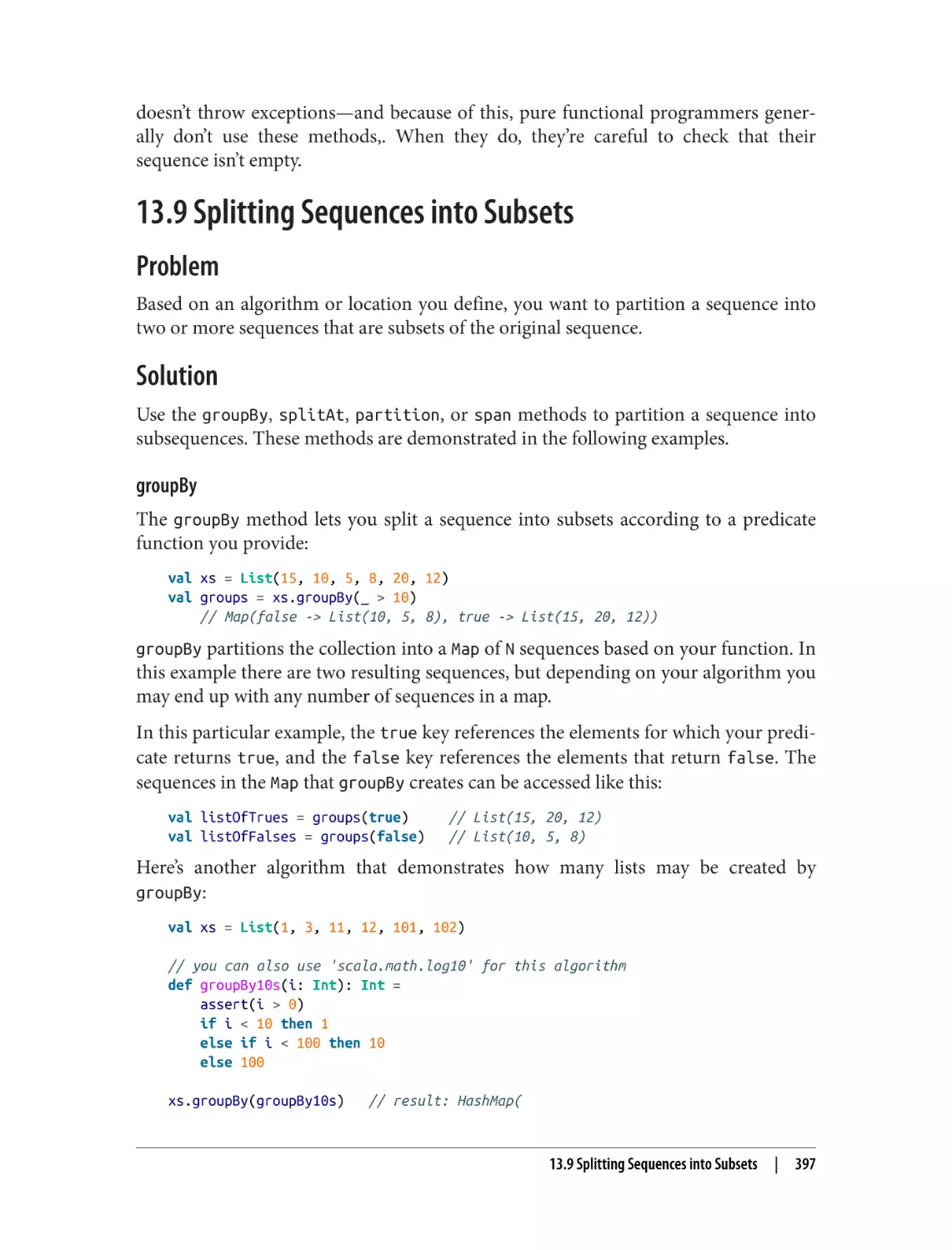 13.9 Splitting Sequences into Subsets
Problem
Solution