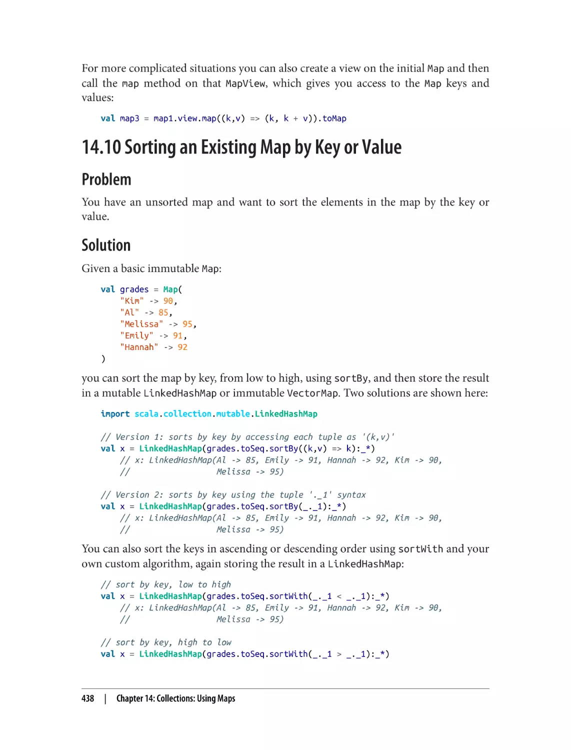 14.10 Sorting an Existing Map by Key or Value
Problem
Solution