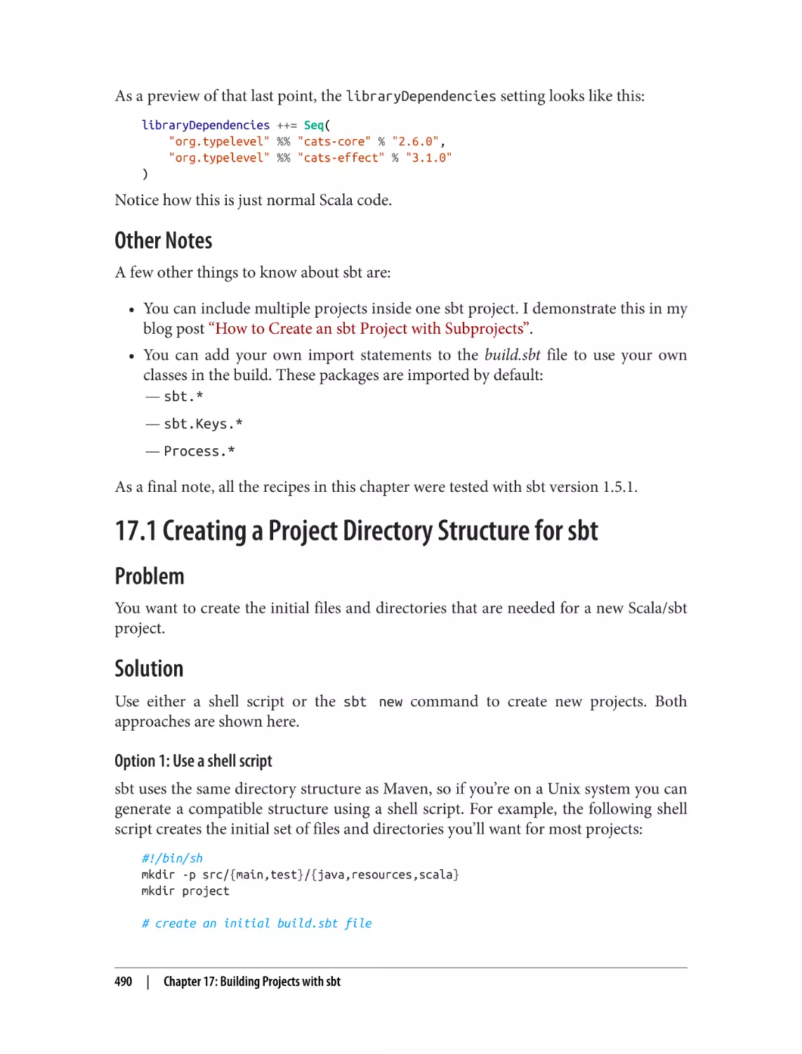 17.1 Creating a Project Directory Structure for sbt
Problem
Solution