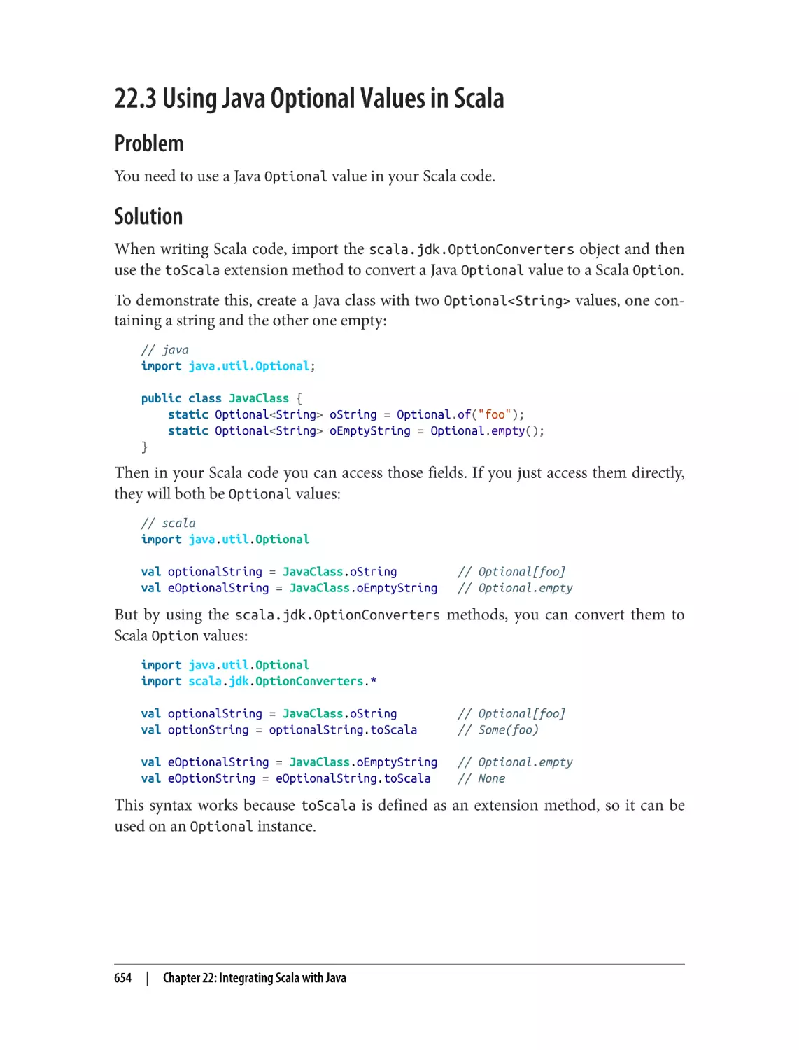 22.3 Using Java Optional Values in Scala
Problem
Solution