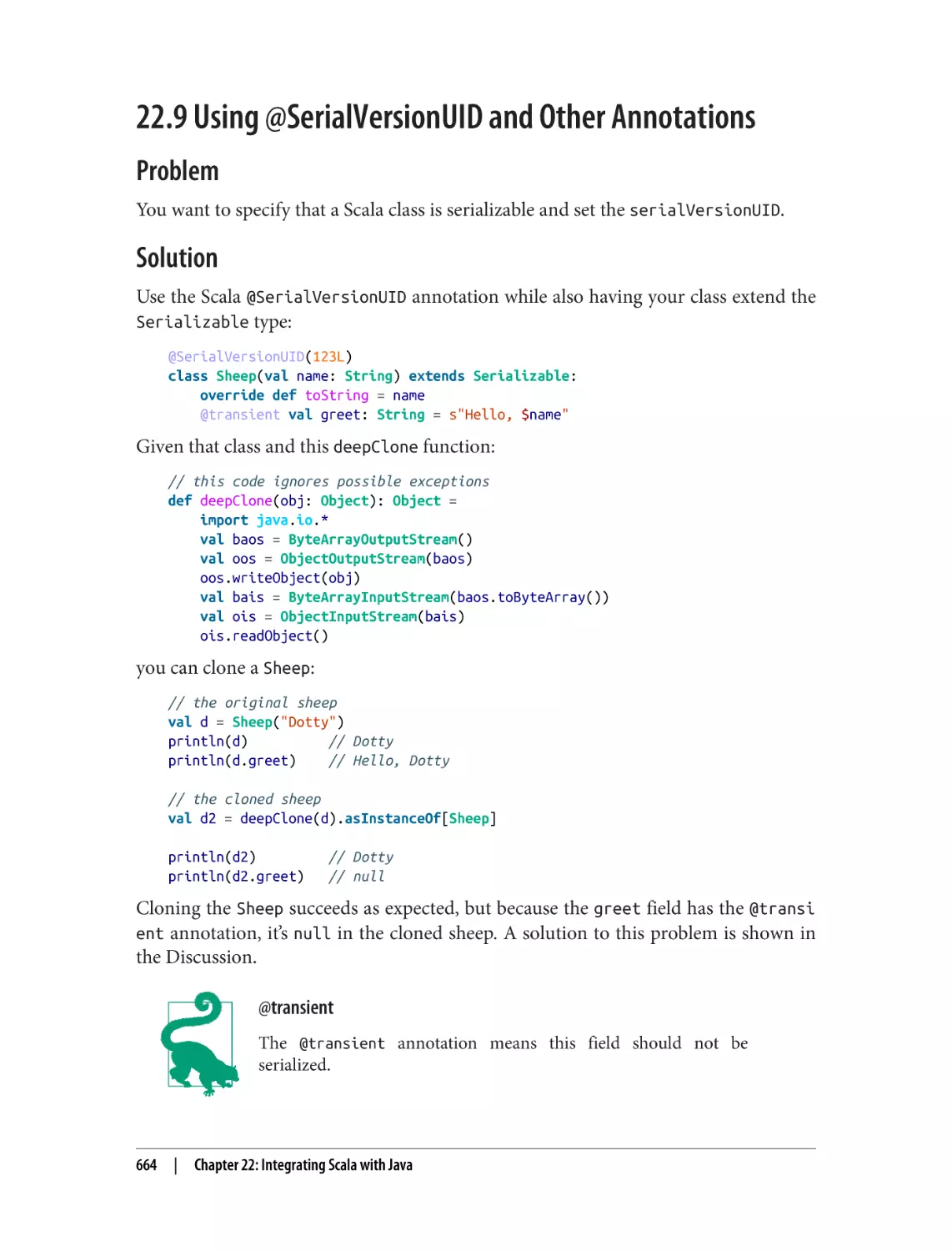 22.9 Using @SerialVersionUID and Other Annotations
Problem
Solution