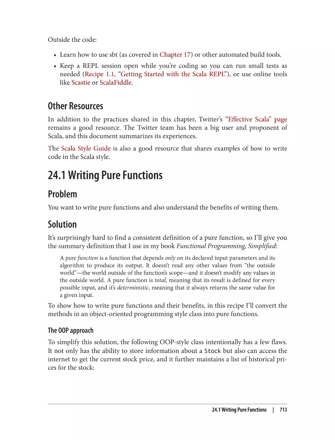 24.1 Writing Pure Functions
Problem
Solution