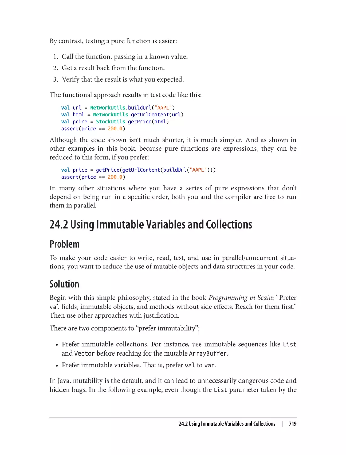 24.2 Using Immutable Variables and Collections
Problem
Solution