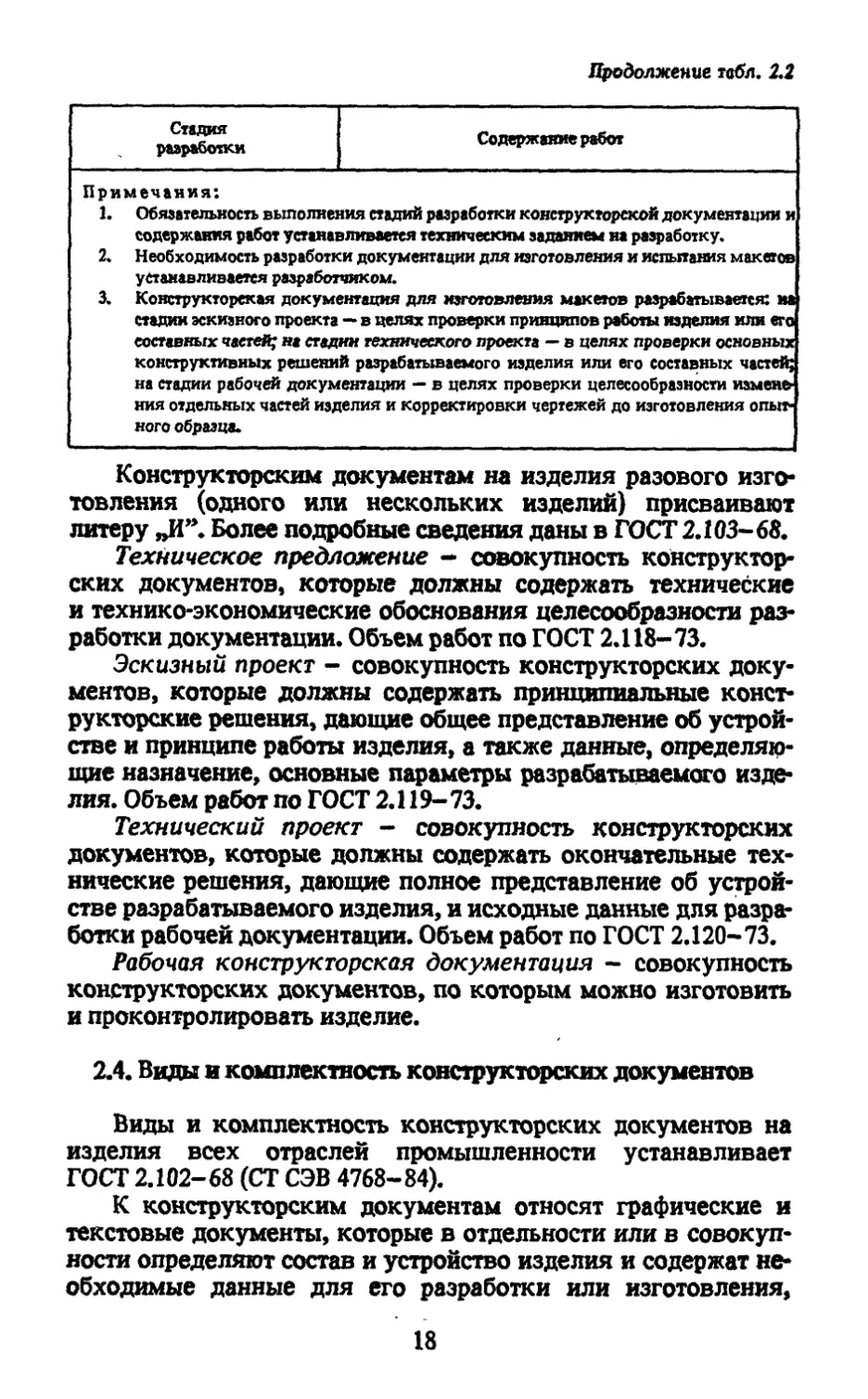 2.4. Виды и комплектность конструкторских документов