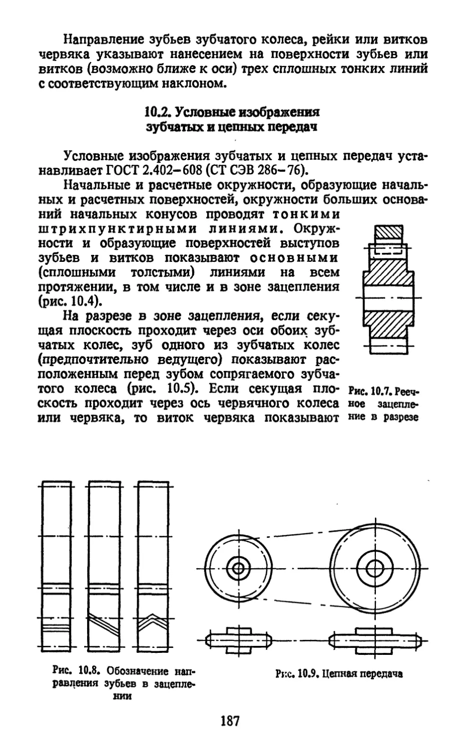 10.2. Условные изображения зубчатых и цепных передач